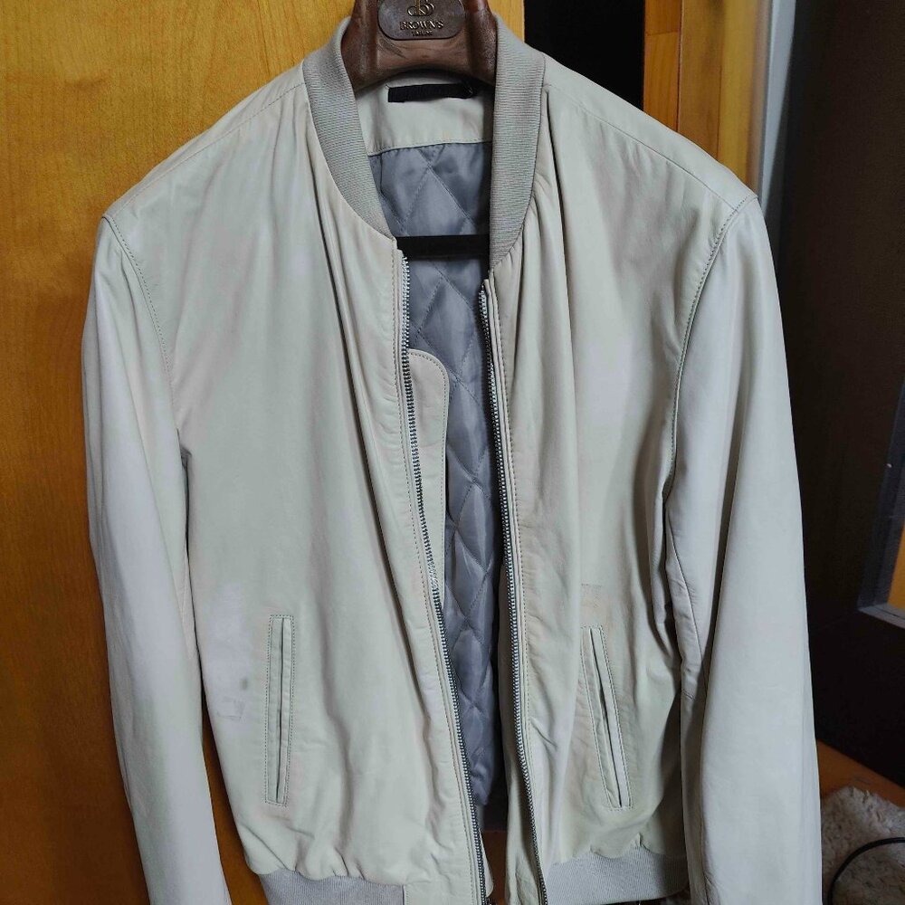 Vintage BLK DNM men's white leather jacket